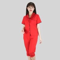 Set đồ bộ pijama nữ L5F tay ngắn quần lửng đơn giản dịu dàng