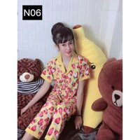 Set  Đồ Bộ Pizama Nữ Mặc Nhà Lụa Mịn Cao Cấp Phối Nhiều Họa Tiết Siêu Đẹp Kèm Hình Thật Tự Chụp