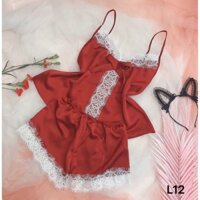 Set  Đồ Bộ Pizama Nữ Mặc Nhà Satin Cao Cấp Phối Đẹp Sang Trọng Kèm Hình Thật Tự Chụp