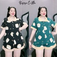 Set đồ bộ pyjama Bigsize xinh xắn in hình chibi dễ thương dành cho các cô nàng chuppy 58-95kg-SET49