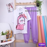 Set đồ bộ quần dài Jogger cartoon hoạt hình .Unisex form rộng Xưởng Giá Gốc