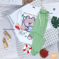 Set đồ bộ quần dài Jogger cartoon hoạt hình .Unisex form rộng SunnyHouse Mã SP001891