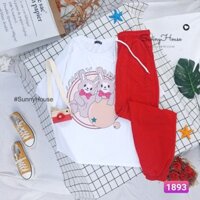 Set đồ bộ quần dài Jogger cartoon hoạt hình .Unisex form rộng SunnyHouse Mã SP001893