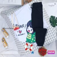 Set đồ bộ quần dài Jogger cartoon hoạt hình .Unisex form rộng SunnyHouse Mã SP000654