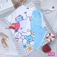 Set đồ bộ quần dài Jogger cartoon hoạt hình .Unisex form rộng SunnyHouse Mã SP000248