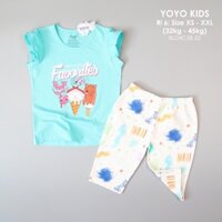 Set Đồ bộ quần lửng bé gái Yoyo từ 25kg đến 40kg