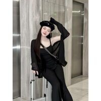 Set Đồ Bộ Thun Ôm Body Dài Tay, Set 3 Món Cat Shop