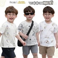 Set đồ bộ tổng hợp cho bé trai bé gái BERNIE áo thun cotton nhiều họa tiết và quần ngắn từ 1-7 tuổi