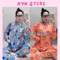 Set đồ bộ ủ kem, mặc nhà in hình siêu dễ thương cute ,chất thun gân tăm xịn xò (40kg-62kg)