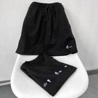 Set Đồ Bộ Unisex - Đồ Ngủ Nam Nữ Mặc Nhà In Hình Cute - Rẻ Đẹp - ĐEN - FREESIZE