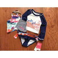 SET ĐỒ BƠI CHO BÉ GÁI CAYABE (ÁO BƠI TAY DÀI + TANKINI + QUẦN BƠI) MÀU XANH ĐEN (QUẦN ÁO TRẺ EM)