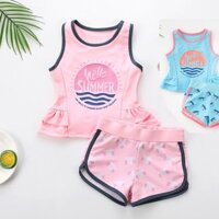 Sét đồ bơi cho bé gái,bộ bơi đi biển cho bé gái size đại 46kg bikini 2 chi tiết SUMMER