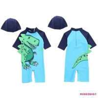 Set đồ bơi in hình khủng long kèm mũ bơi cho bé trai