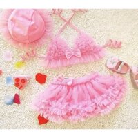 Set đồ bơi màu hồng kèm nón, váy xoè dễ thương cho bé sơ sinh(SALE vì lỗi nhẹ)