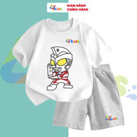 Set Đồ Cho Bé Trai In Hình Siêu Nhân GAO, Bộ Cho Bé Trai Cộc Tay Thấm Hút Mồ Hôi Cho Bé 4Tkids 4T0013