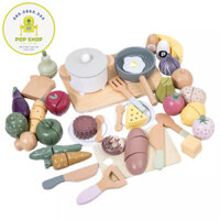 SET Đồ Chơi Nấu Ăn bằng gỗ NUNUKIDS - Đồ Chơi Cắt Củ Quả Kèm Nồi Chảo