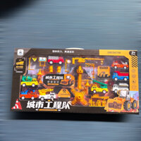 Set đồ chơi ô tô xây dựng thành phố Tomcity xe tải, xe kéo, biển báo mô hình ô tô cho bé cỡ lớn giống ảnh video