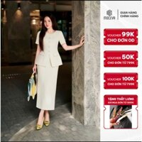 Set đồ công sở nữ MOCEVA set áo ký giả mix chân váy dáng dài công sở màu trắng kem
