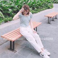 Set đồ croptop kẻ và quần baggy đũi