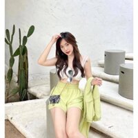 Set Đồ Đi Biển Đi Chơi 3 Món Áo Sơ Mi, Áo Bra, Quần Short M2661