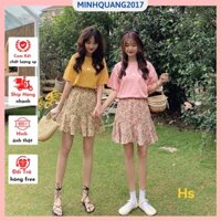Sét đồ đi chơi áo phông cộc tay hoa cúc chân váy hoa nhí thời trang trẻ