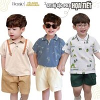Set đồ đi chơi bé trai sành điệu áo thun polo kèm quần kaki ngắn tổng hợp 1 đến 7 tuổi BERNIE