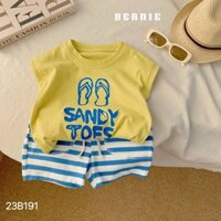 Set đồ đi chơi biển cho bé trai bé gái áo thun tanktop kèm quần sọc 1 đến 7 tuổi BERNIE