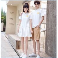 SET ĐỒ ĐÔI – áo thun nam có cổ - váy thun nữ ( Ảnh thật )