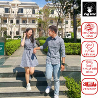 Set Đồ Đôi Áo Váy Sơ Mi Caro Xám Nhã Nhặn ( Mã 126A)