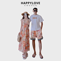 Set đồ đôi đi biển nam nữ mùa hè bộ đồ cặp áo váy đôi đi bơi HAPPYLOVE hàng Quảng Châu M088