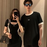 Set đồ đôi nam nữ áo phông nam - váy nữ cutout sexy quyến rũ phong cách trẻ trung thời trang KATE COUPLE