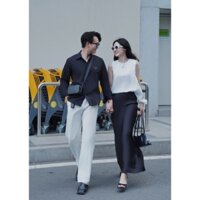 Set đồ đôi sơ mi nam và set nữ chân váy lụa cao cấp. phù hợp dự tiệc, du lịch, chụp ảnh