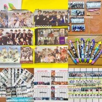 Sét đồ dùng học tập WANNAONE 6 món :1 vía bút vải, 1 bộ compa,1 bút 6 ngòi, 16 nhãn vở, 1 thời khoá biểu,1 thước