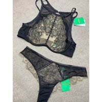 Sét đồ lót+ Áo lót ren dáng yếm quyến rũ không đệm có gọng hàng xuất dư Palmers