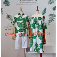 Set đồ mặc đôi, gia đình, team building đi du lịch, đi biển -  Only Shop họa tiết lá xanh