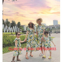 Set đồ mặc đôi, gia đình, team building đi du lịch, đi biển - Only Shop họa tiết quả chanh