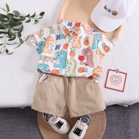 Set đồ mùa hè 2 món OOPSMILE gồm áo thun + quần ngắn thời trang cho bé trai