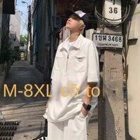 set đồ nam bigsize，150.00kg Áo Polo Mùa Hè Rời plus Kích Thước plus Kích Thước Tay Áo Quần Short Ve Áo Hai Mảnh Đẹp Trai Dây Kéo Phù Hợp Với，bigsize t shirt nam，áo thun oversize nam，đồ bộ nam，áo phông nam mát，retro，vintage，bộ đồ，quần short ống rộng nam