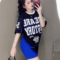 Set Đồ ngố nữ bigsize mặt nhà, mặt dạo phố,đi chơi,áo thun fom rộng giấu quần in chữ kèm3 màu cực đep