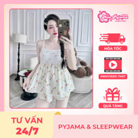 Set đồ ngủ 2 dây quần đùi,đồ bộ ngủ nữ lụa Latin phối ren cao cấp nhiều họa tiết dễ thương [04]