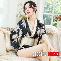 Set Đồ Ngủ Áo Choàng Kimono In Hình Cosplay Bigsize Đồ Ngủ Kimono Sexy Phong Cách Geisha Nhật Bản Gợi Cảm Quyến Rũ