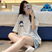 set đồ ngủ , bộ quần áo ngủ mùa hè thun chất liệu Cotton nữ quần đùi dễ thương
