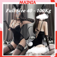 Set Đồ Ngủ Cosplay Thỏ Nhung Kèm Cài Tóc MAINIA STORE