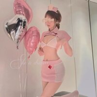 Set Đồ Ngủ Cosplay Y Tá Màu Hồng Đầy Đủ Phụ Kiện