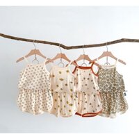 Set Đồ Ngủ Gồm Áo Hai Dây Và Quần Ngắn Bằng Vải Cotton Thoáng Khí In Hoa Dành Cho Bé Gái