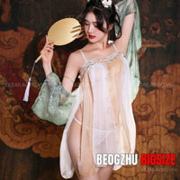 Set Đồ Ngủ Sexy Cosplay Cổ Trang Trung Quốc Hán Phục Bigsize Bộ Váy Ngủ Sexy Kèm Áo Choàng Xuyên Thấu Xẻ Tà Gợi Cảm Quyến Rũ