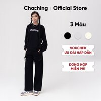 Set Đồ Nỉ Unisex Áo Sweater Cổ Tròn Và Quần Dài Lưng Thun ChaChing, Bộ Quần Áo Nỉ Và Quần Dài Vải Nỉ Thun Cua Tici