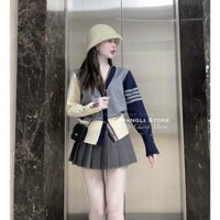 Set đồ nữ 3 món siêu basic cho girl phố áo ống lót áo cardigan kèm chân váy xếp ly siêu hot hit đi cafe đi chơi