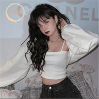 Set đồ nữ áo 2 dây Cardigan tay bồng - Chất nỉ chân cua mịn dày dặn - áo 2 dây lại vừa muốn kín thì mua ngay nhé