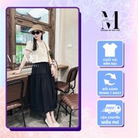 Set đồ nữ áo cách điệu khuy dọc dáng ngắn kèm chân váy dáng xòe tiểu thư Meistore ST14200